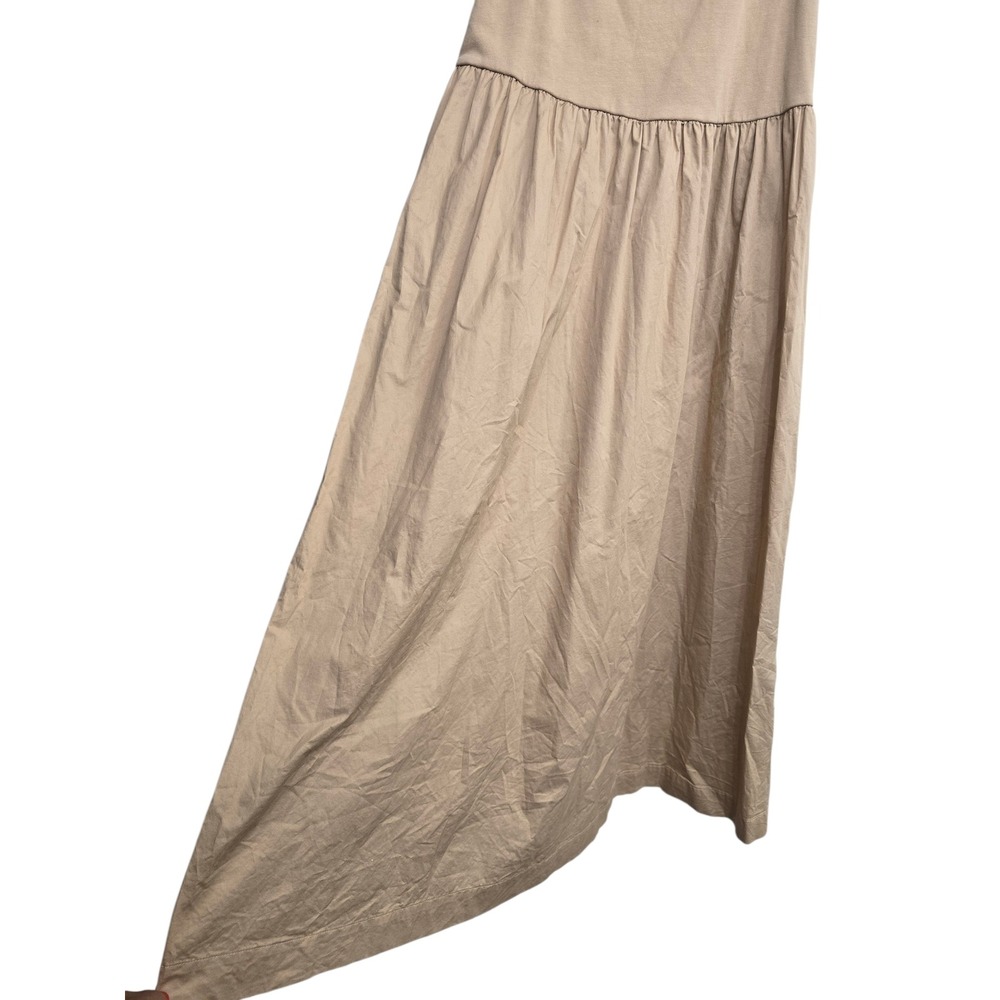 Old Navy Tan Midi Dress L Spaghetti Strap Minimal Coastal Quiet Luxury Capsule - Picture 5 of 8